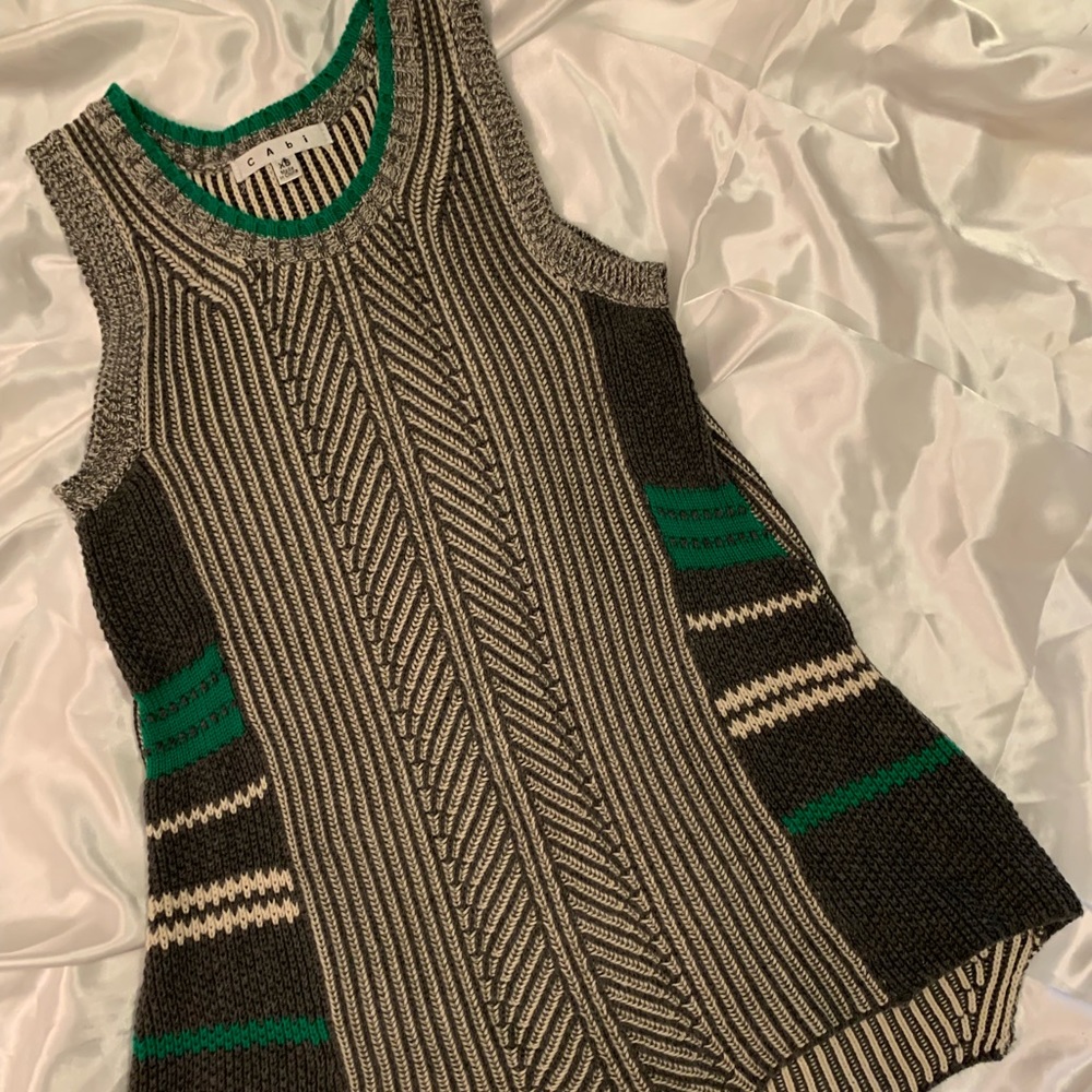 CAbi Sweater Tunic Tank size XS Gray & White